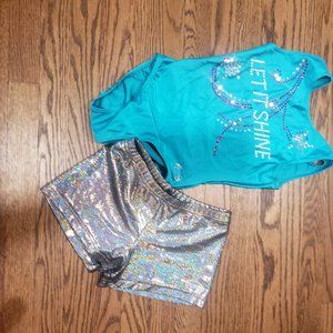 Leotard and gym shorts